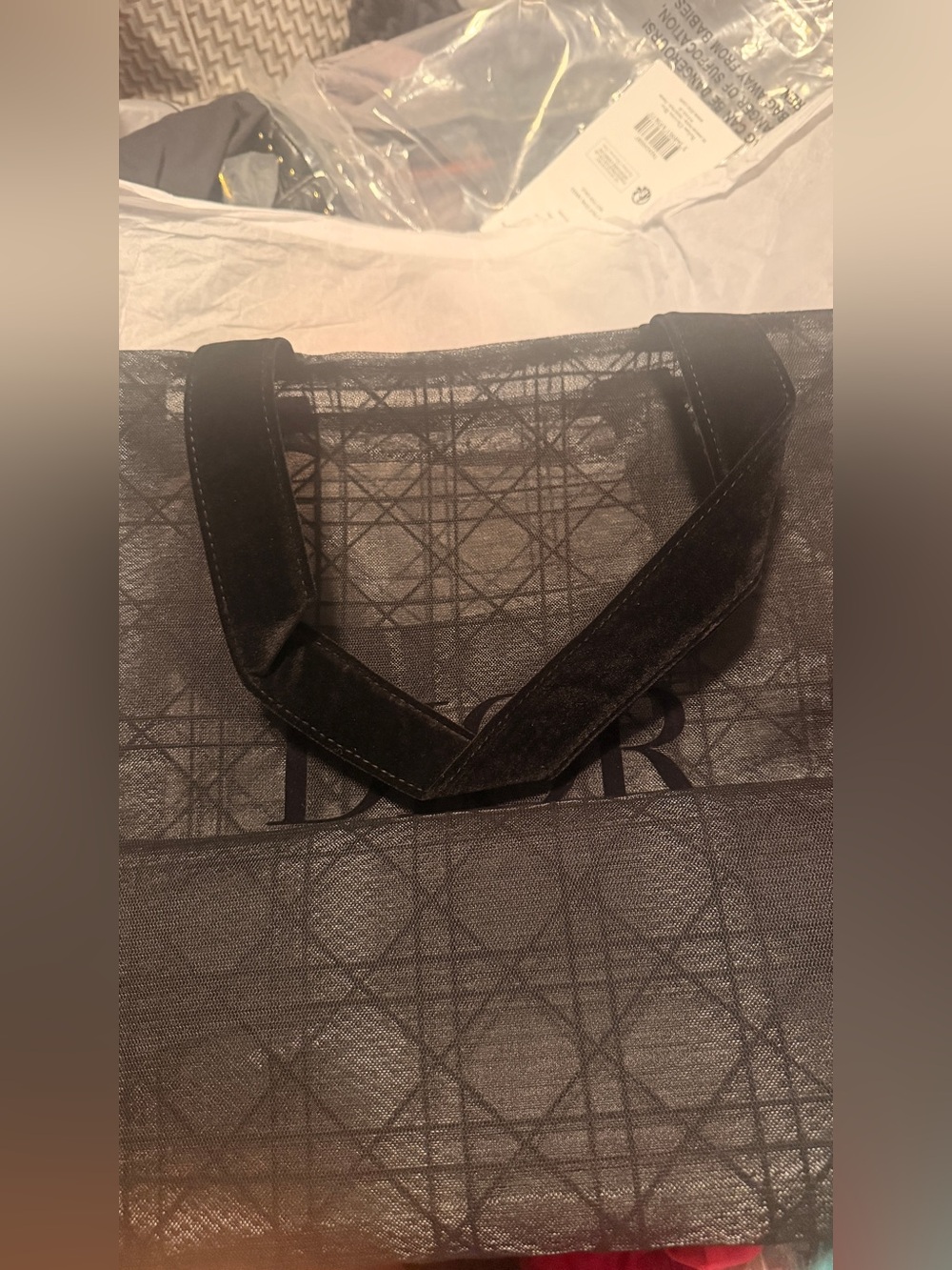 Elegant Black Mesh Tote Bag with Sturdy Handles